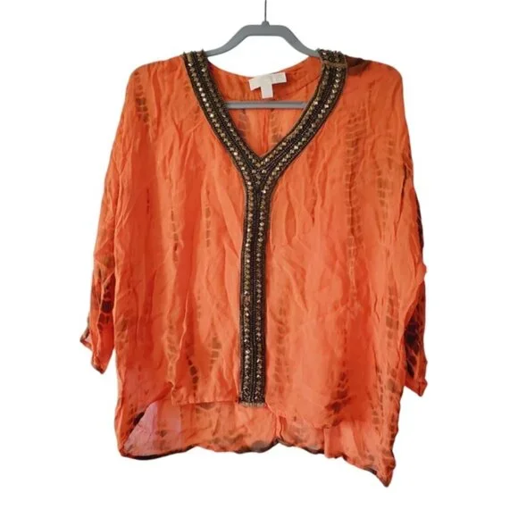 Michael Kors Vintage Y2K Fairy Beaded Boho Avant-garde Fairy Whimsical Top M - Picture 2 of 9